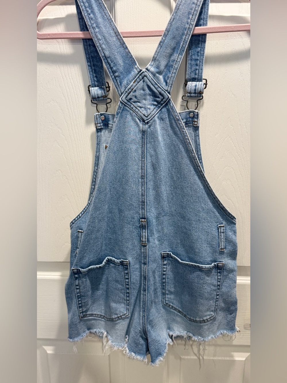 Wild Fable Denim Overall Shorts Size Small Light Wash Distressed Y2K Shortalls - Picture 5 of 8